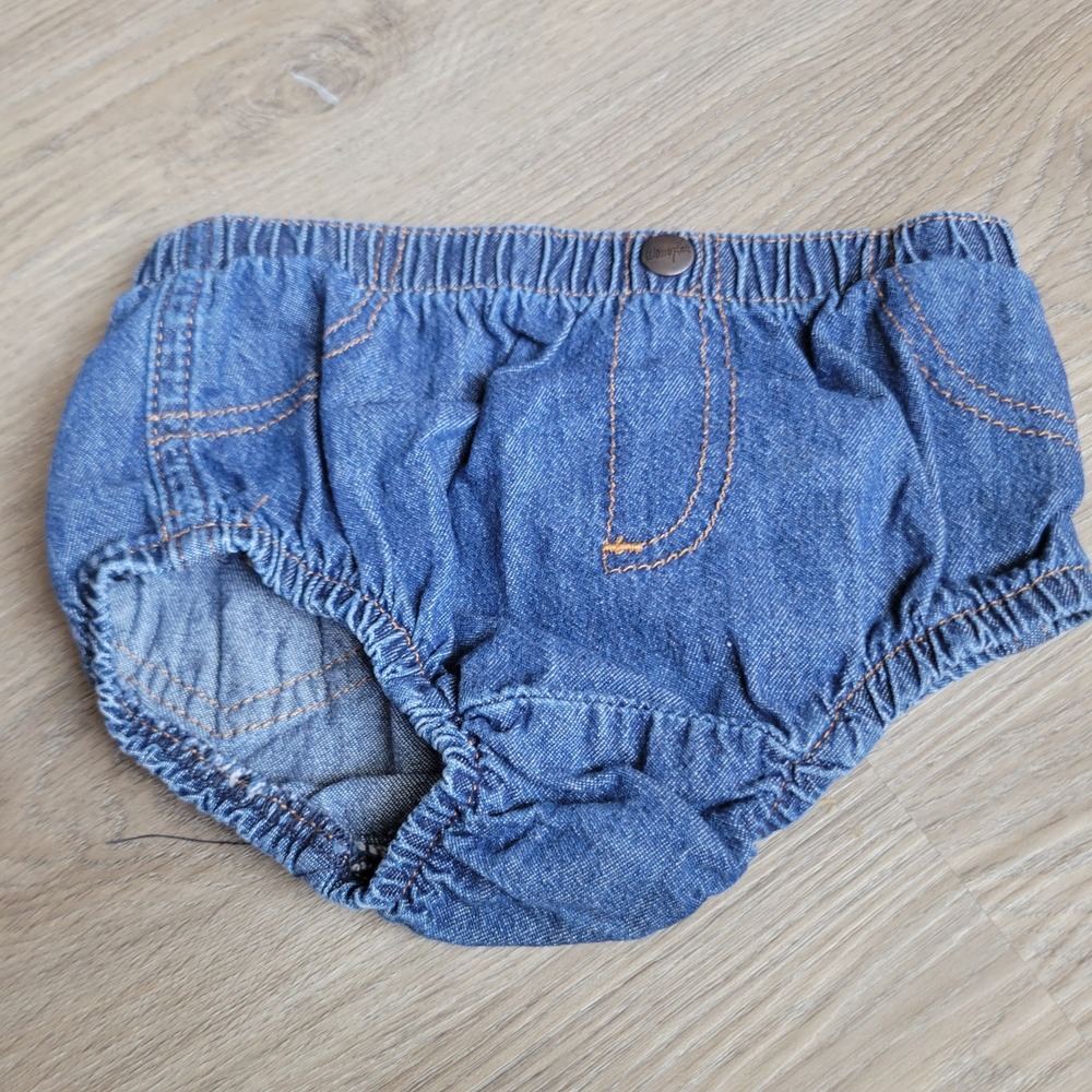 Wrangler Baby Diaper Cover 18M Blue Cotton Denim Western Americana Bloomers